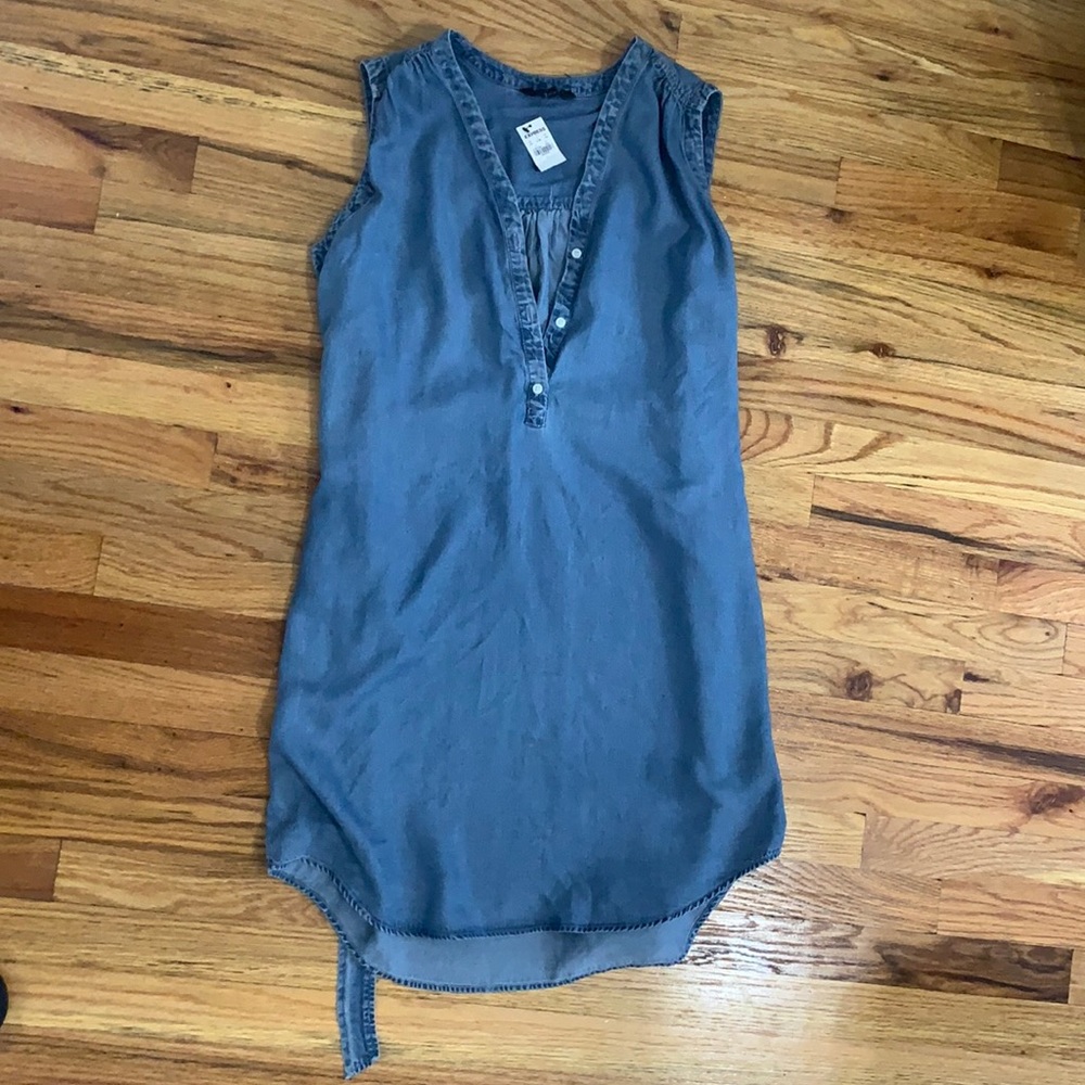 Express Denim Shirt Dress with Waist-tie